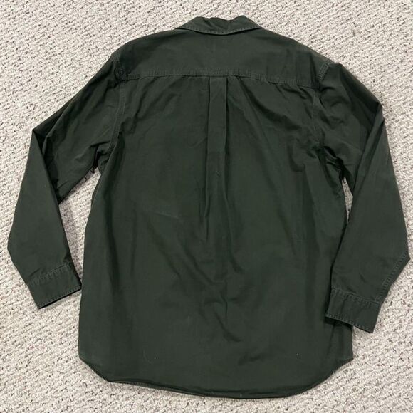 Carhartt Men's 100% Cotton Long Sleeve Dark Green Work Shirt Size Large - Picture 3 of 7